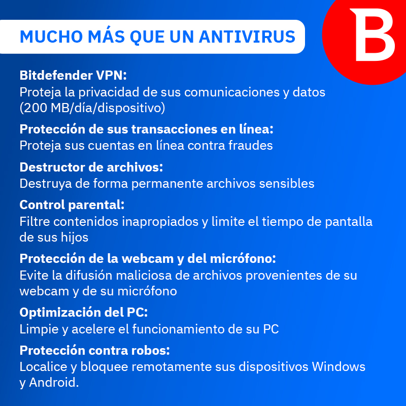 Bitdefender Total Security | PC/Mac/iOS/Android | Código de activación por email | Renovación automática 3 Bitdefender Total Security | PC/Mac/iOS/Android | Código de activación por email | Renovación automática - Imagen 3